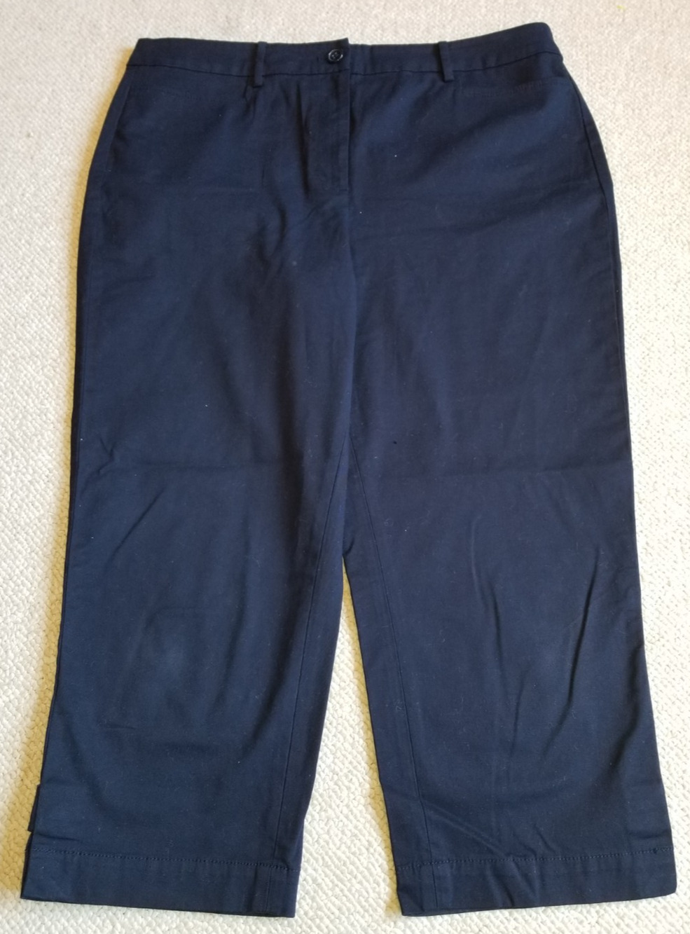 Womens Pants-TALBOTS-navy blue cotton stretch capri straight leg Classic-12